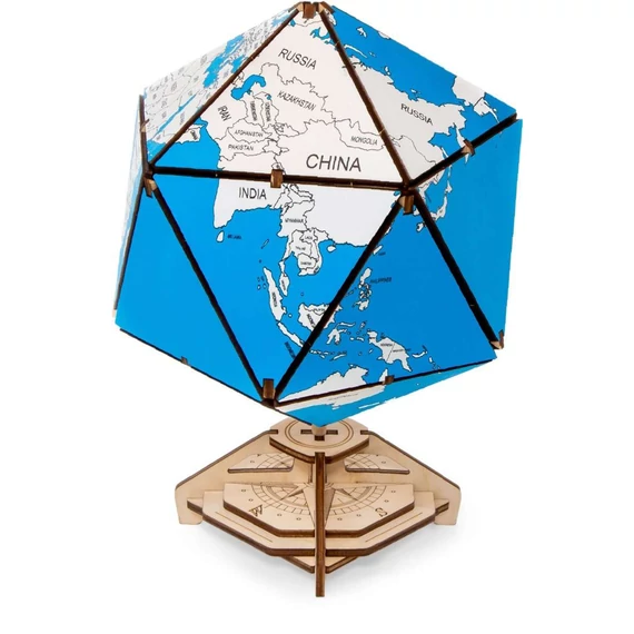 Ikozaéder földgömb kék - 3D prémium puzzle