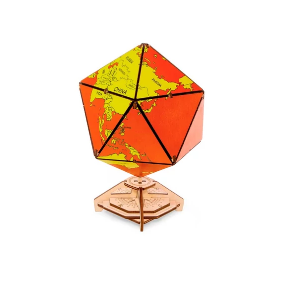 Ikozaéder földgömb piros - 3d prémium puzzle