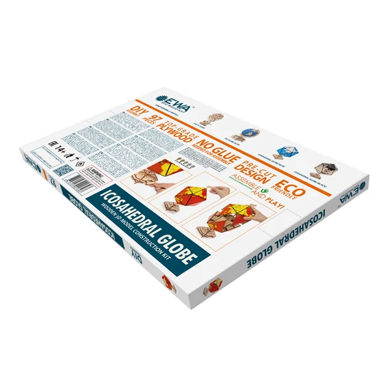 Ikozaéder földgömb piros - 3d prémium puzzle