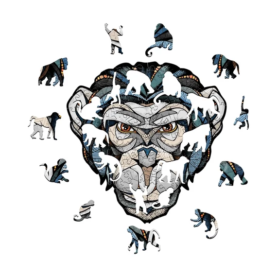Prémium fa puzzle -Csimpánz "S"