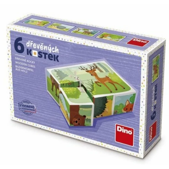 Mesekocka - fejlesztő játék, 6 db-os, erdei állatok