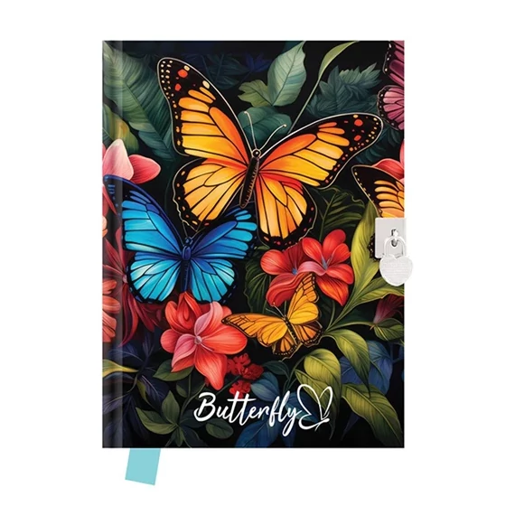 Emlékkönyv Junior Butterfly szív alakú lakattal