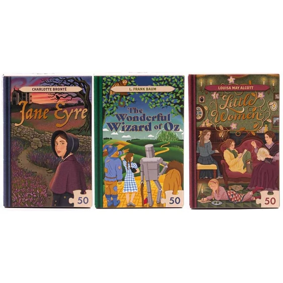 Mini könyv alakú kirakó – Klasszikus regények gyűjteménye (50 darabos puzzle)