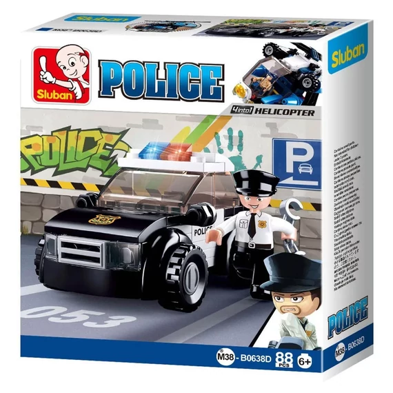 Sluban Police - 4 az 1-ben rendőrségi járőrautó építőjáték készlet