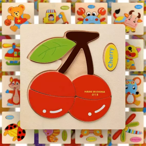 Fa puzzle  - cseresznye (7 db-os készségfejlesztő játék kicsiknek)