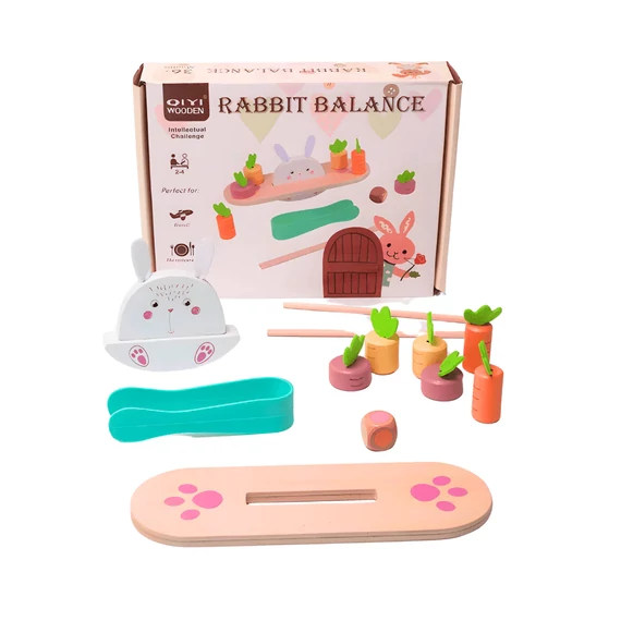 Egyensúlyozó nyuszi répával fából - Bunny balance