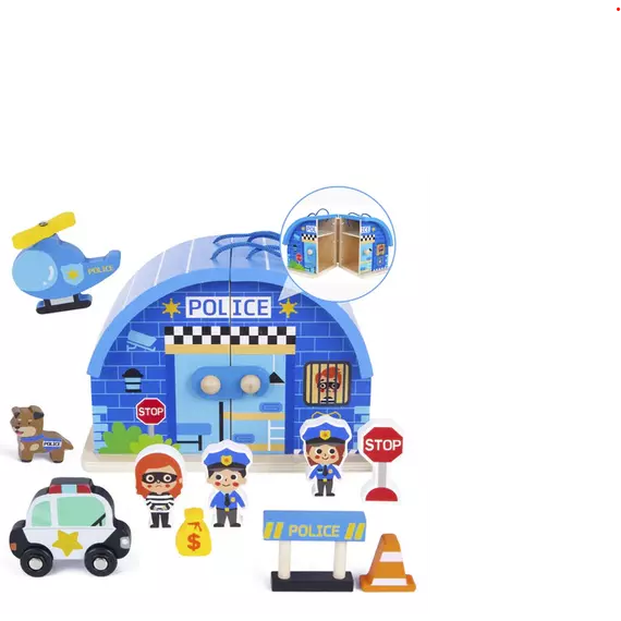Rendőr állomás - fa játék (WOODEN POLICE SET)