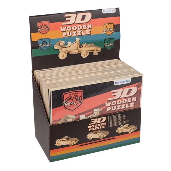 Természetes fa 3D puzzle autók - többféle