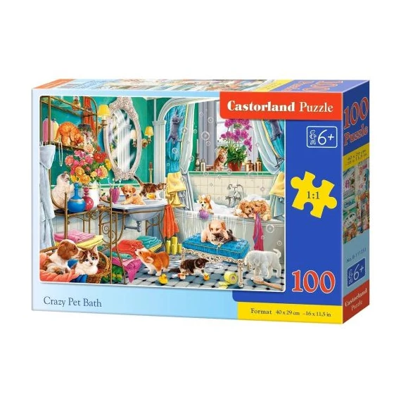 100 db-os puzzle - Örült házikedvenc fürdő - Castorland