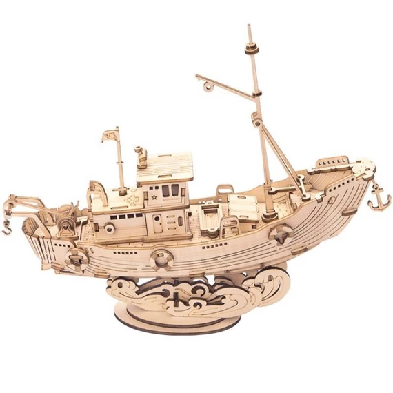 ROKR 3D prémium 3D fa puzzle - Horgászhajó