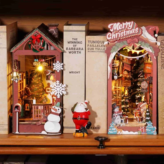 Karácsonyi utca könyvsarok, könyvtámasz - 3D prémium puzzle