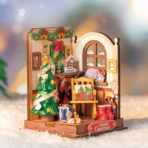 ROKR 3D Puzzle - Karácsonyi sarok - DIY miniatűr ház