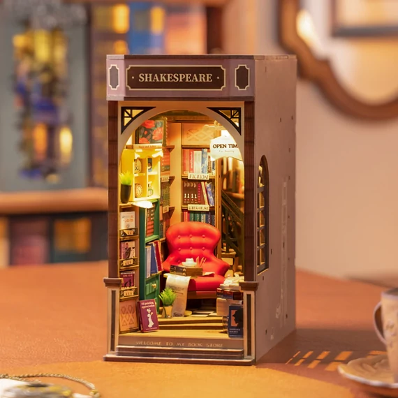 Könyvesbolt könyvsarok, könyvtámasz - 3d prémium puzzle