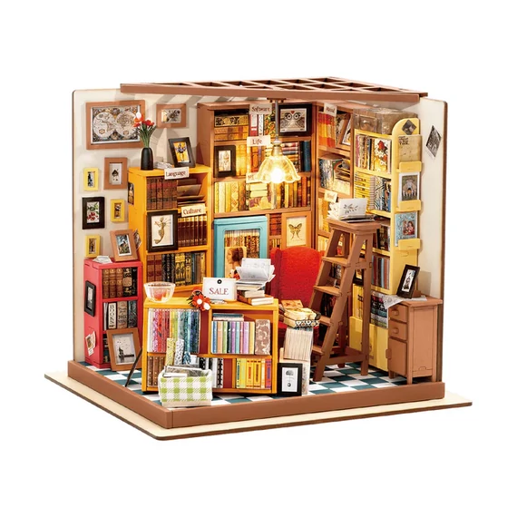 ROKR 3D Puzzle - Sam könyvtára - DIY miniatűr házkészlet