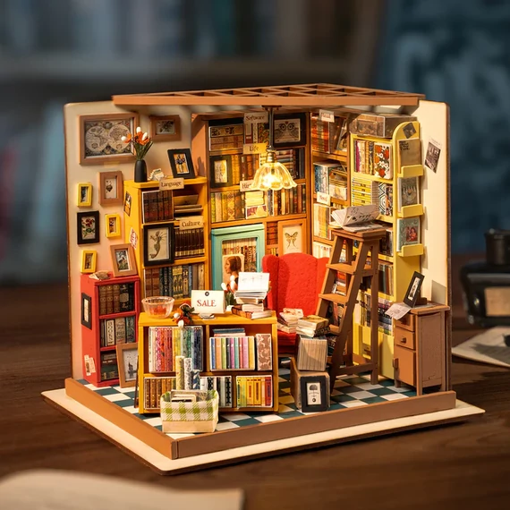 Sam könyvtára - DIY miniatűr házkészlet puzzle