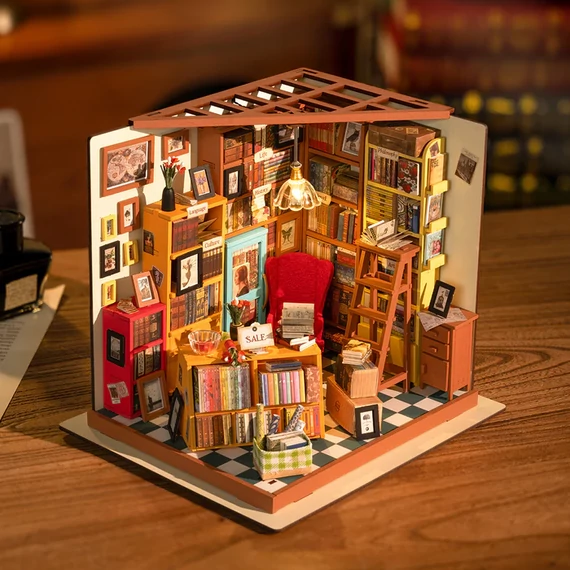 Sam könyvtára - DIY miniatűr házkészlet puzzle