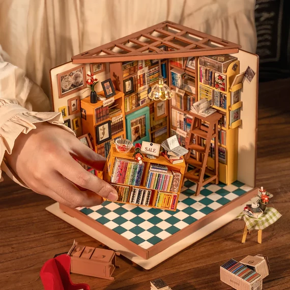 Sam könyvtára - DIY miniatűr házkészlet puzzle