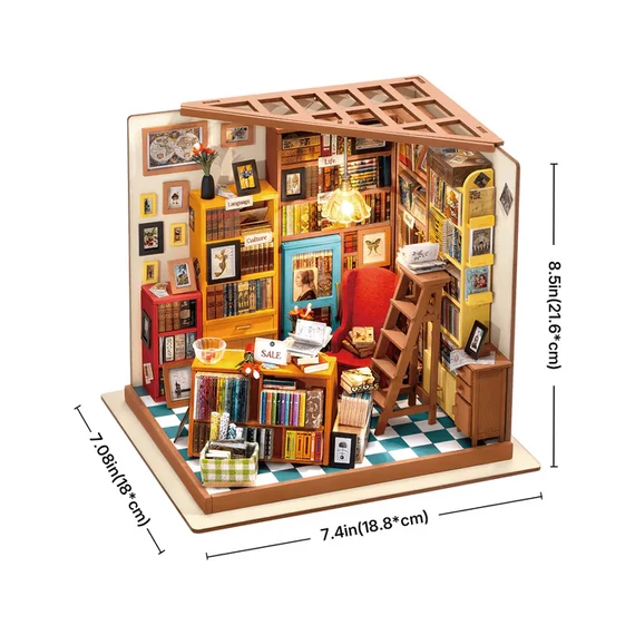 Sam könyvtára - DIY miniatűr házkészlet puzzle