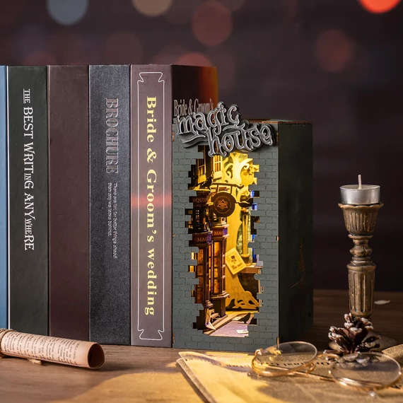 Varázslatos ház könyvsarok, könyvtámasz - 3d prémium puzzle
