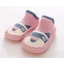 Csúszásgátlós babacipő, puha talpú babazokni - Rózsaszín szürke róka-14 cm