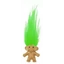 Mini troll baba - 3,5 cm - Zöld hajjal